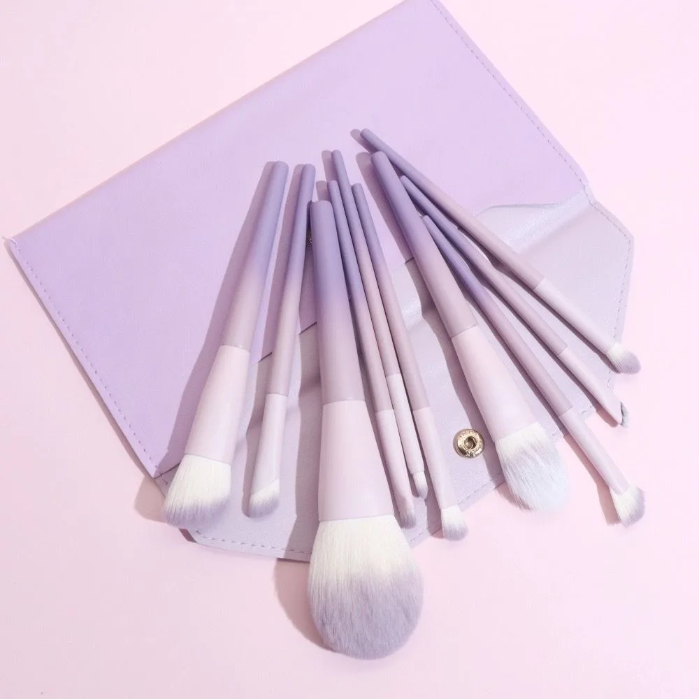10Pcs Durable Super Soft Makeup Brush Set Synthetic Hair Easy to Clean Blush Brush Edge Eyeliner Brush Foundation Blending Tool