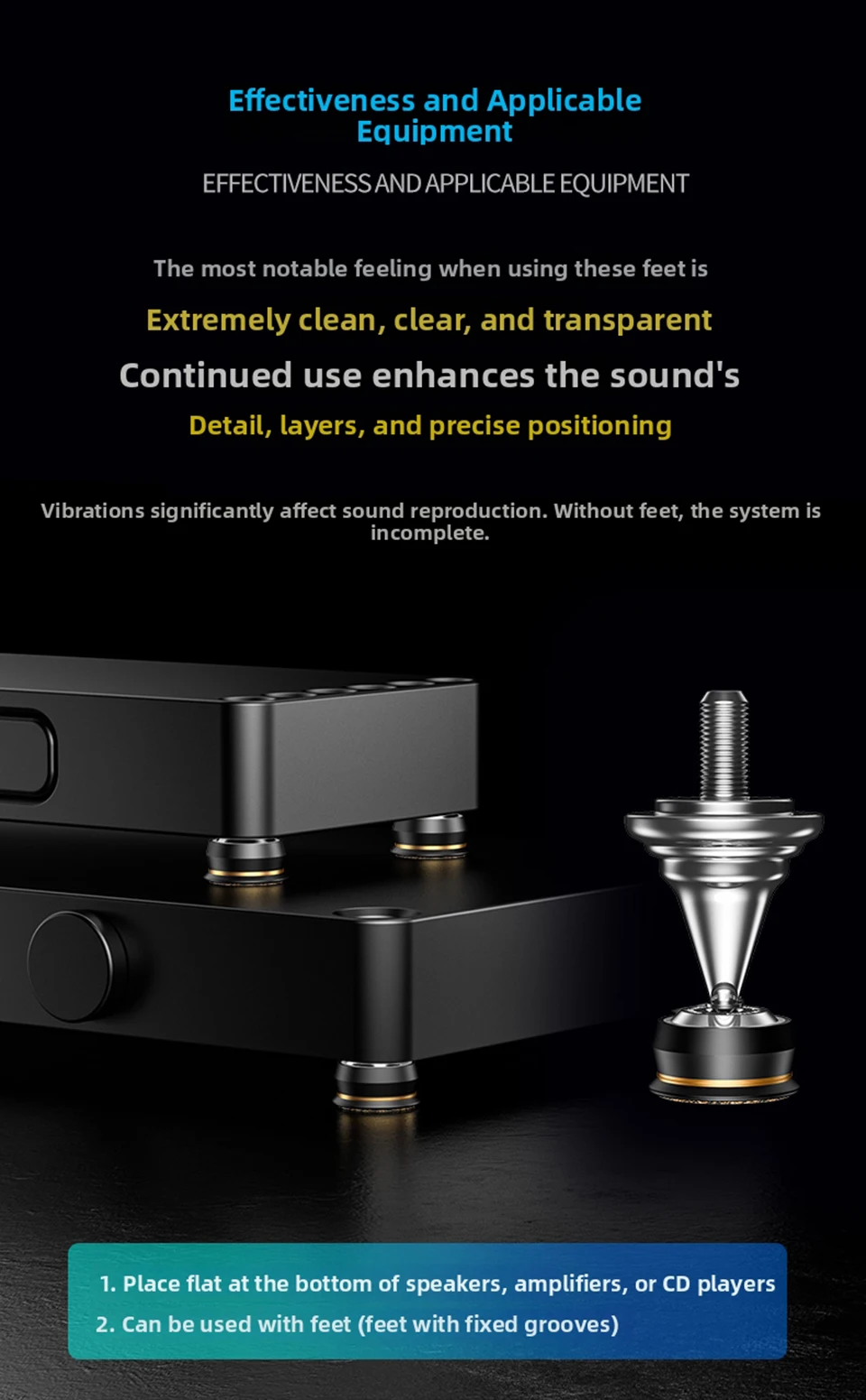 NEUE Siliziumnitrid-Keramikkugel Audio-Isolationsfüße, Stoßdämpfende Lautsprecher- & Subwoofer-Matte für Verstärker, CD, HIFI Basskanonen-Fußpolster – Detail 6
