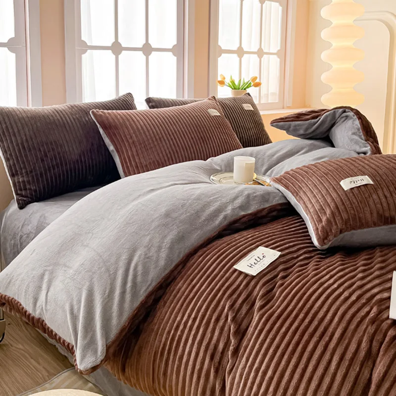 Ultra Soft Long Hair Plush Fluffy Faux Fur Duvet Cover Shaggy Velvet Bedding Quilt Cover Set