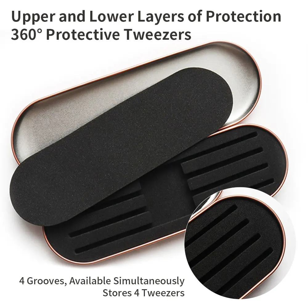 1PC まつげピンセット収納ボックスまつげエクステンション用品ブリキ保護収納ボックスまつげピンセットケースマグネットボックス