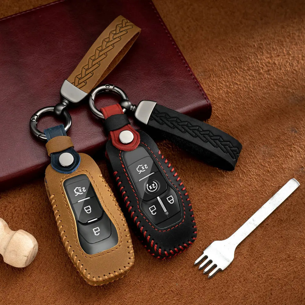 

Кожаный автомобильный брелок для Ford Mustang Explorer F150 Edge Fusion Lincoln MKZ MKC MKX Smart Remote Shell, аксессуар