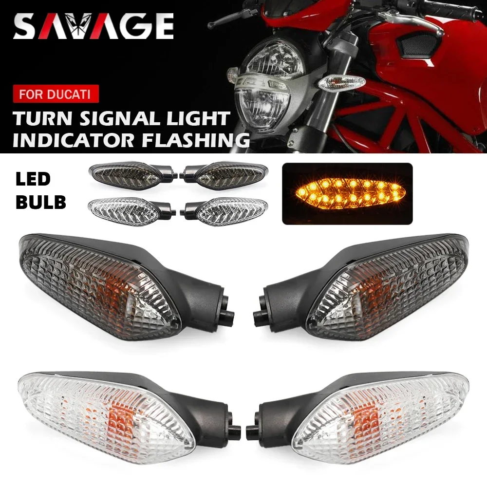 LED Turn Signal Indicator Light For DUCATI Monster 659 696 796 797 821 1100/S/EVO 1200 Streetfighter 848 Motorcycle Flasher Lamp