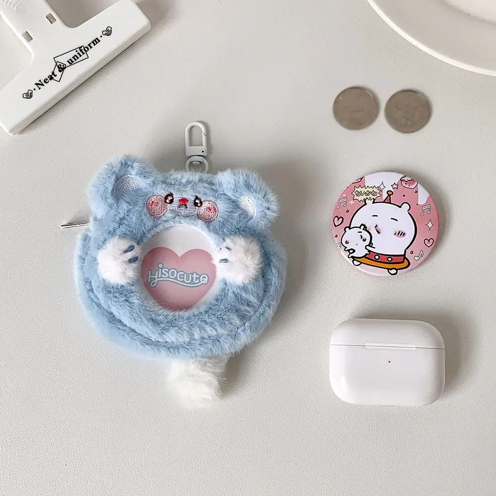 Cute Anime Badge Holder Transparent Badge Itabag Animal Cat Cartoon Plush Purse Rabbit Fluffy Badge Display Pendant Display