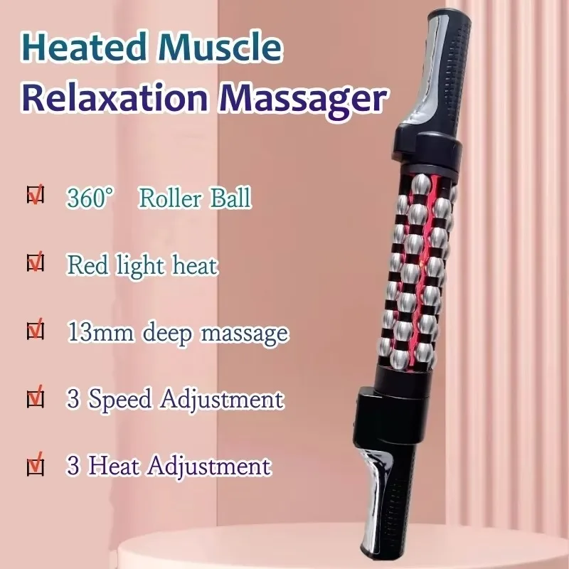 

Red Light Heated Massage Device Roll Massager 360° Rotating Lymphatic Drainage Roller for Body Anti Cellulite Slimming Massager