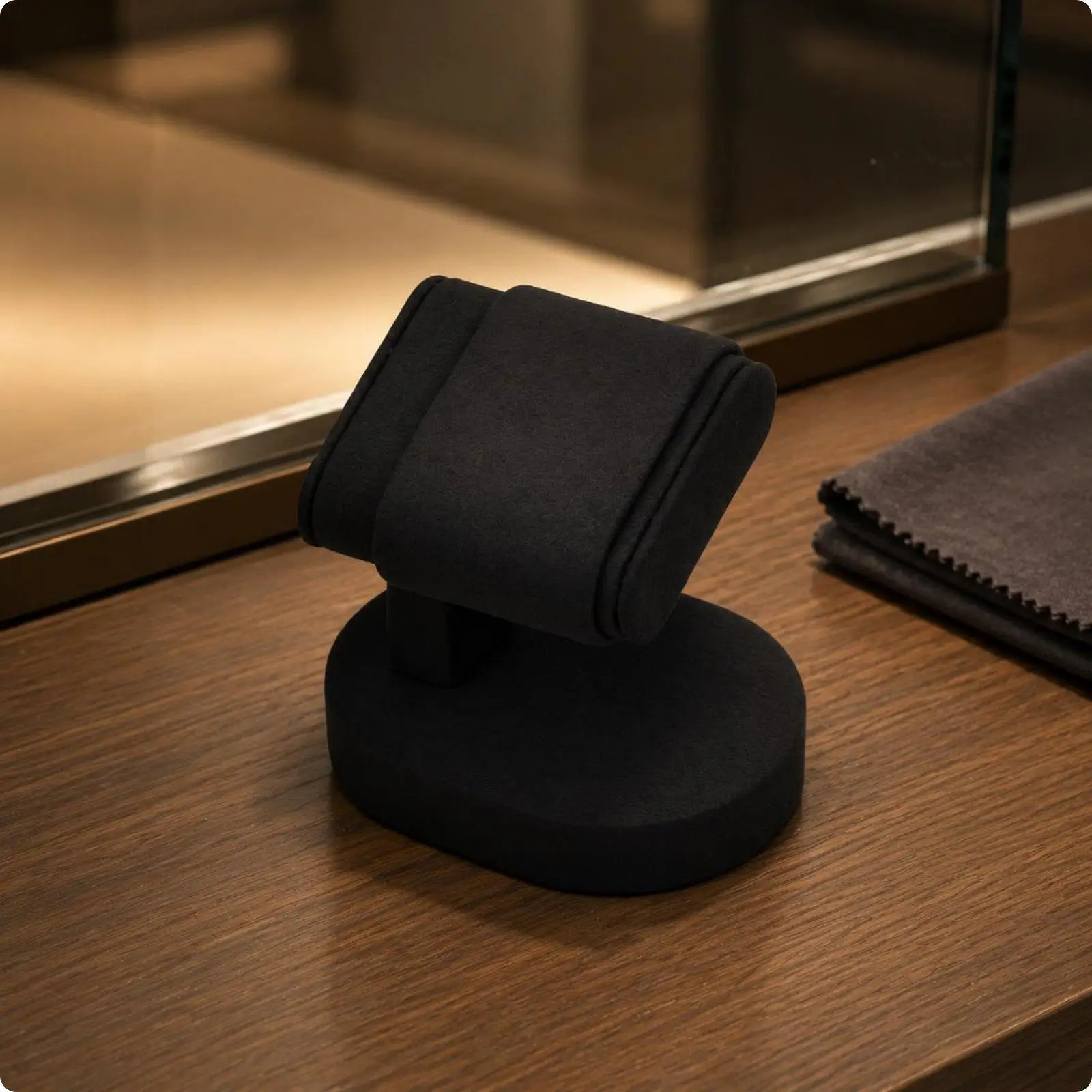 Microfiber Watch Display Pad Upright Stand for Presenting Watches on Shelf Showcase Organizer