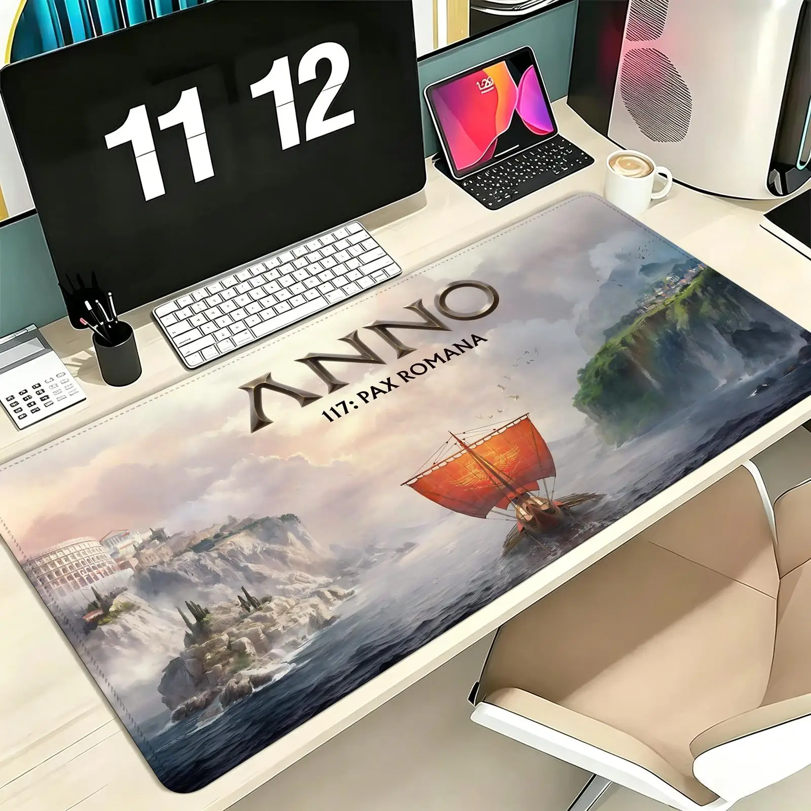 Pro E-Sports XXL Gaming Mousepad Extra Large Non-Slip Stitched Edge Keyboard Laptop Desk Mat For PC Gamer Anno 117 Pax Romana