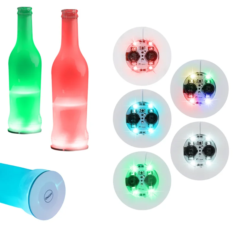 50Pcs Colorful LED Light-emitting Cup Sticker Flashing Bottle Sticker Light-emitting Coaster Stall Bar Light-emitting Props