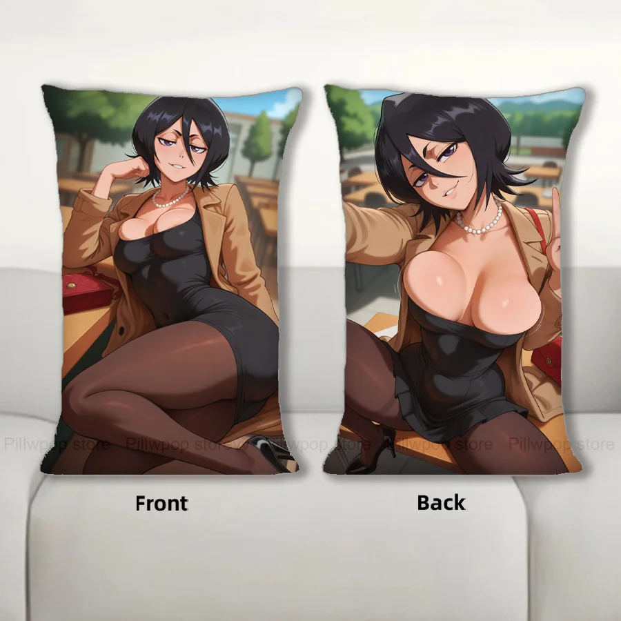 

Anime Pillow Rukia Kuchiki Furry Dakimakura Nsfw Half body Cartoon Pillow Core Double Side Print 40X60cm