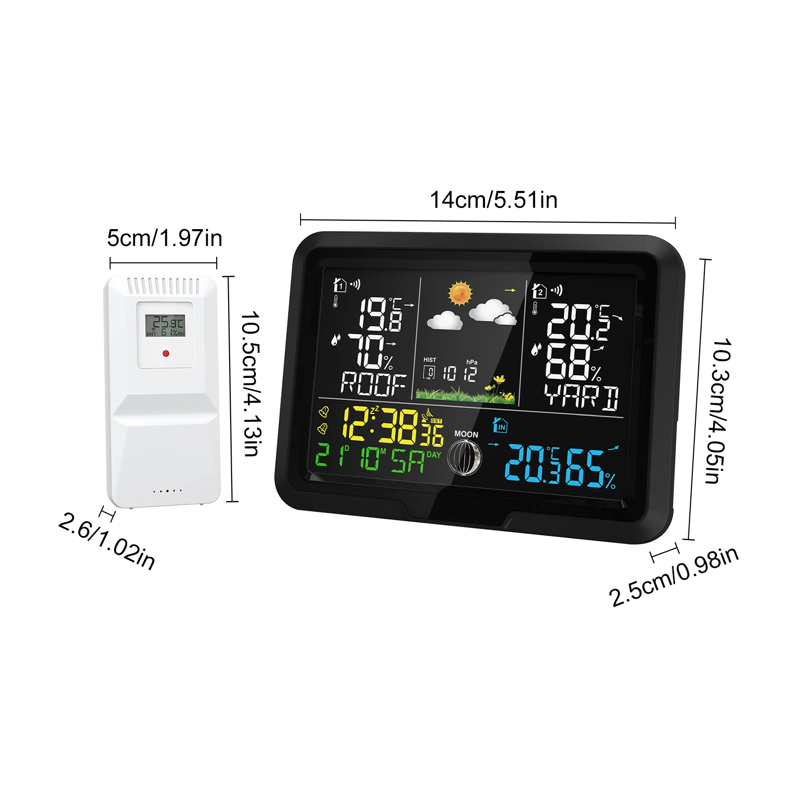 محطة الطقس ميزان الحرارة الرقمي مع جهاز استشعار HD VA عرض محطات الطقس المنزلية مقياس دقيق لدرجة الحرارة والرطوبة