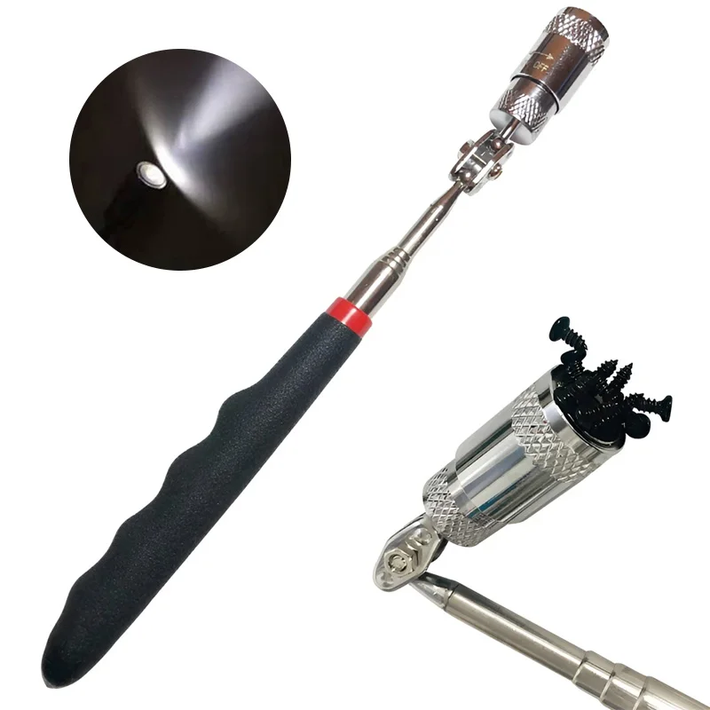 Telescopic Adjustable Magnetic Pick-Up Tools Magnetic Telescopic Magnet Grip Long Pen Telescopic Magnet Stick with LED Light