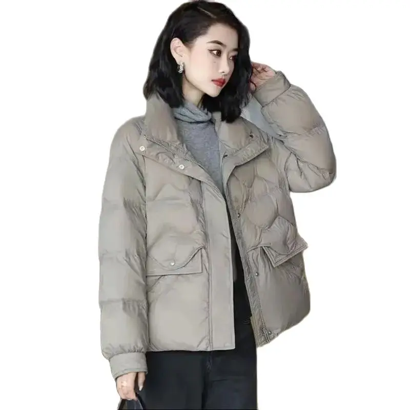 Women's Down Cotton Coat 2023 New Winter Jacket Korean Fashion  Short Standing Collar Warm Lightweight Warm Overcoat Parka