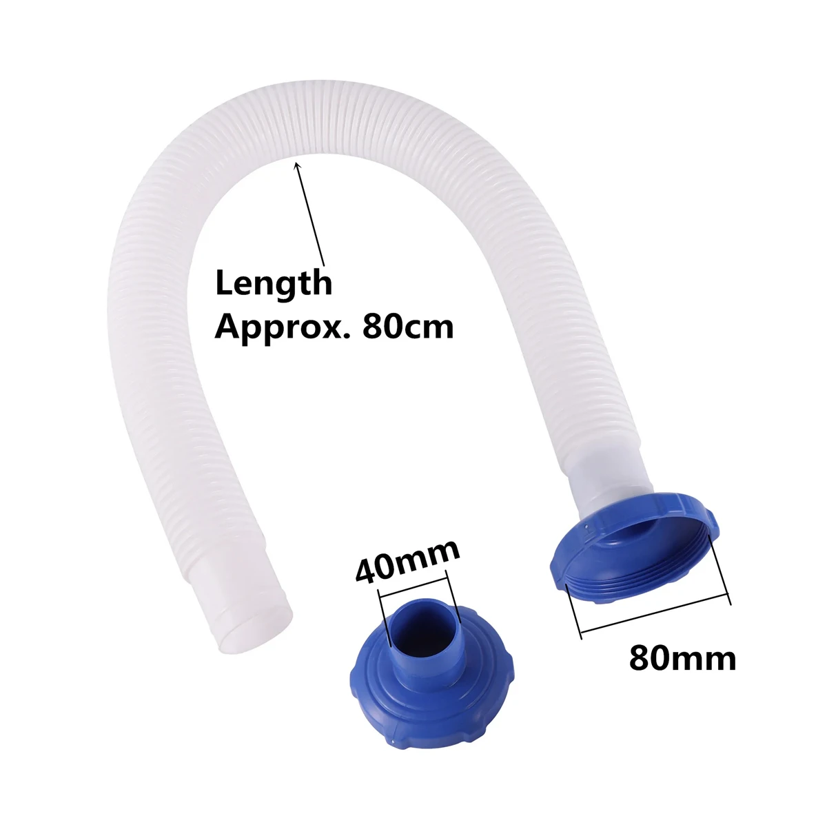 1 Juego de adaptador para espumadera de piscina y tubo de montaje en pared, manguera blanca de 80cm, espiga de 40mm a conector azul de hilo femenino de 80mm, accesorios de limpieza de piscinas