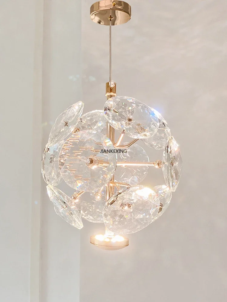 

Modern Network Red Crystal Single Pendant Lamp, Aisle Spherical Fashionable And Luxurious Living Room Bedroom Lamp