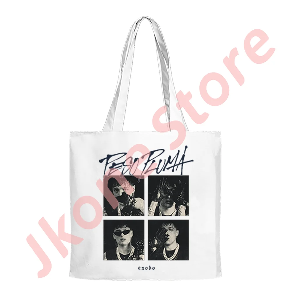 Peso Pluma Exodo ritratti borsa di tela Merch 2024 Tour nuovo Logo Tote borse a tracolla Casual moda Unisex