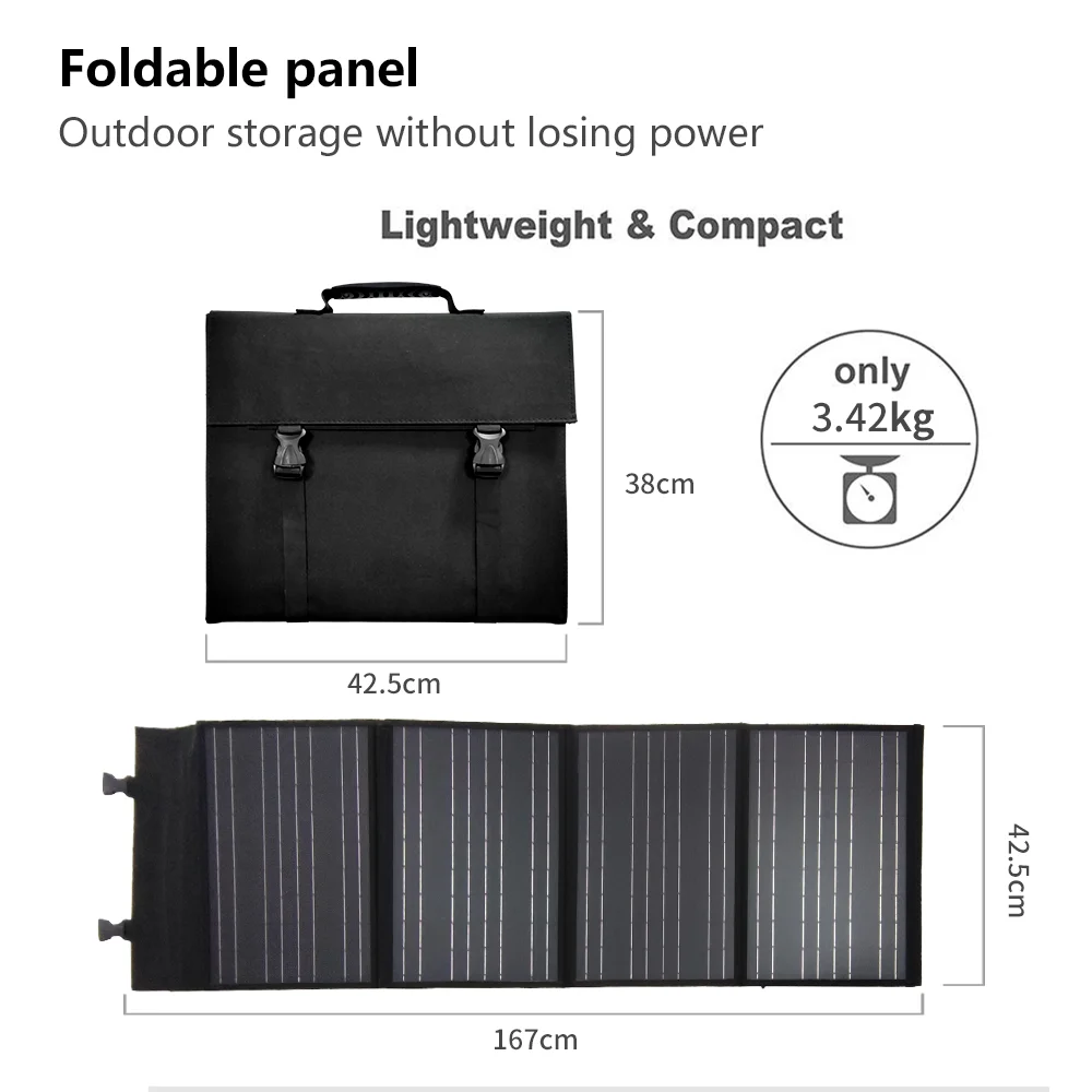 FCOku-Kit de Panel Solar de 100W, estación de energía Solar plegable completa, cargador de generador portátil de 18V para acampar, accesorios para exteriores