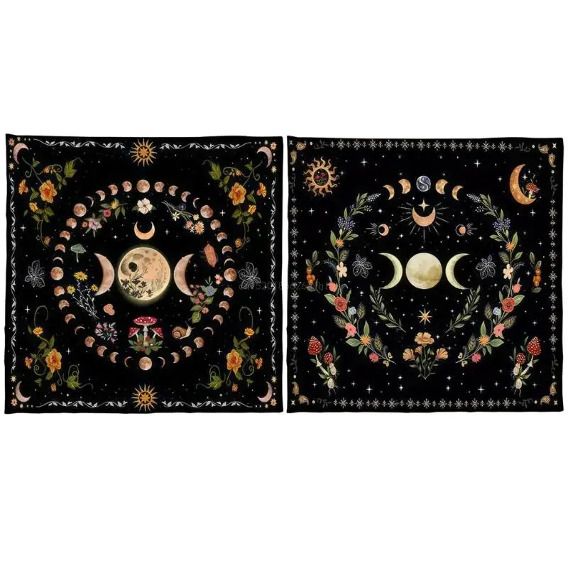 

Tarot Tablecloth Altars Cloth Moonphases Flower Astrologys Tablecloth Divinations Card Mat Tapestry Wall Decoration GXMF