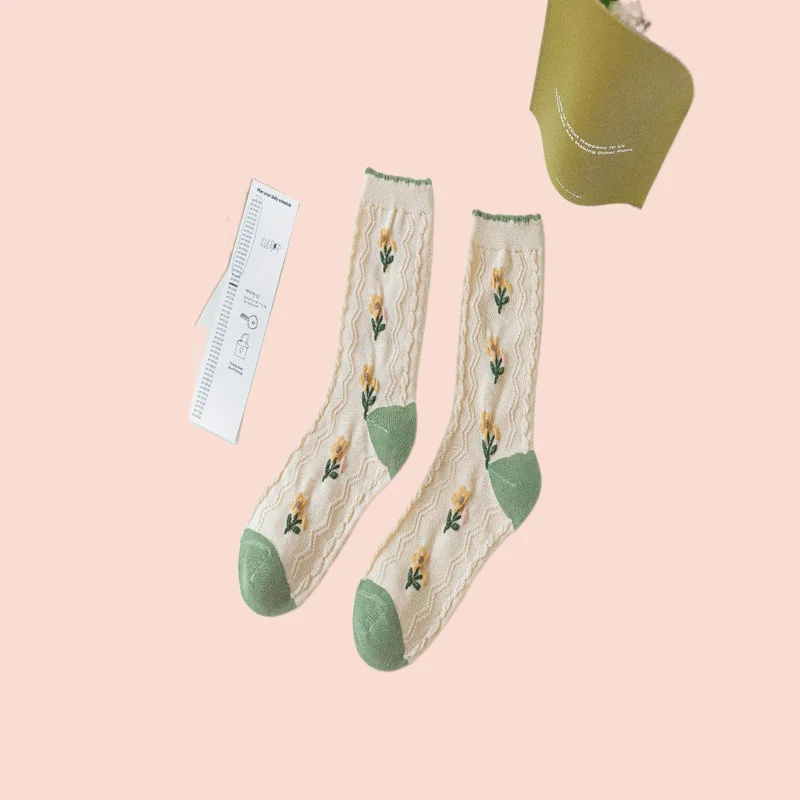 1/3 Paar Mittel rohrs ocken Japanische Spitze Frauen Blase Mund Socken Frühling und Sommer Frauen neue Wald-Stil Mittel rohr Socken