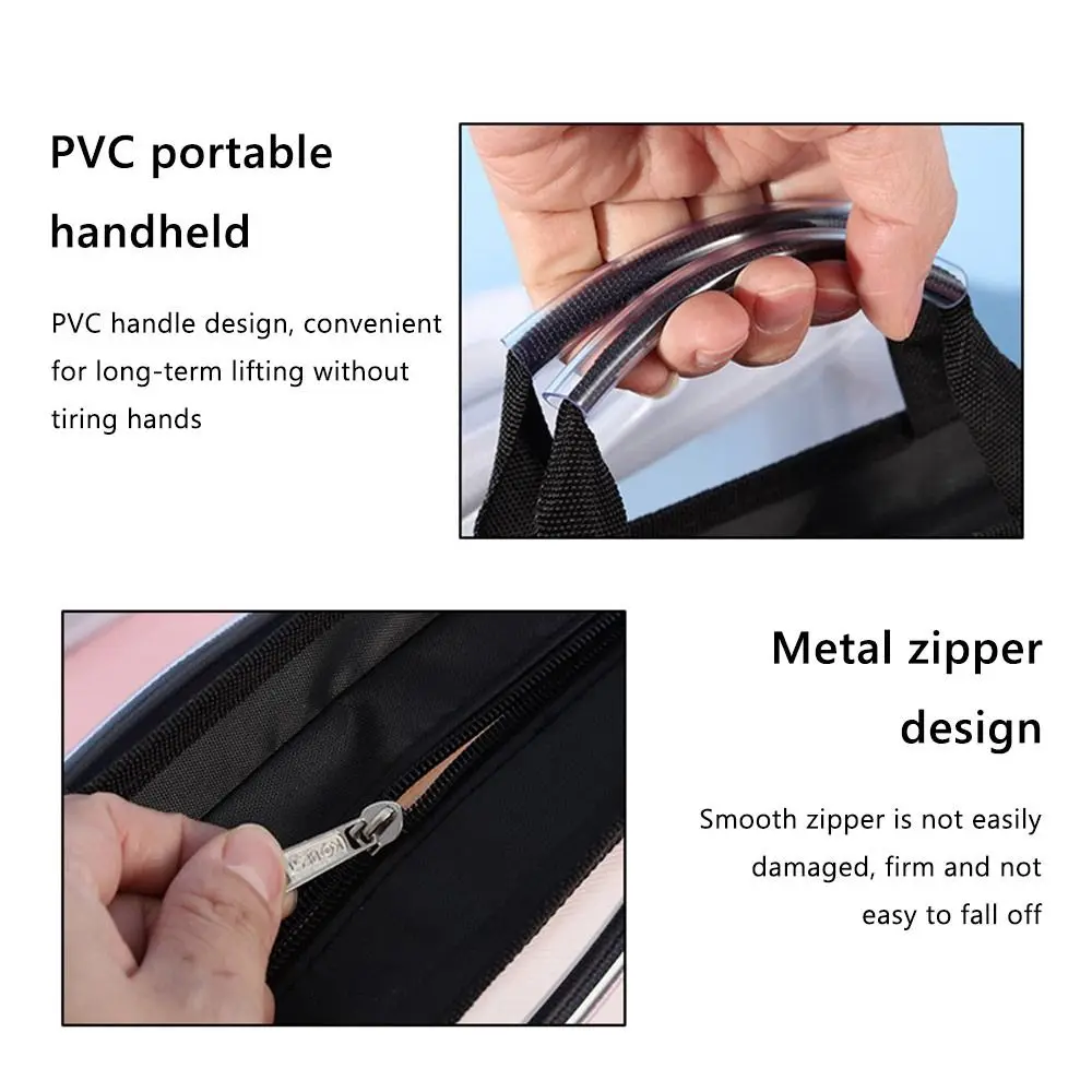 

Portable PP A4 File Folder Handheld Large Capacity Tutoring Bag Transparent Book Test Paper Storage Bag School/Office