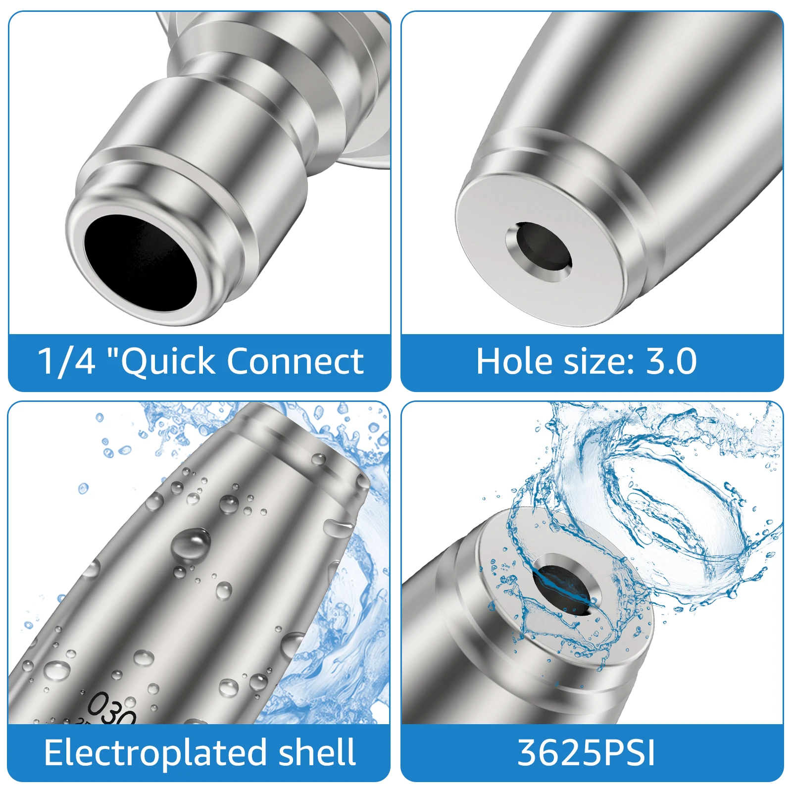 Turbo Nozzle for Pressure Washer Stainless Steel Rotating Pressure Washer Jet Nozzle  3625PSI Max 1/4inch Quick Connect Pressure image 4