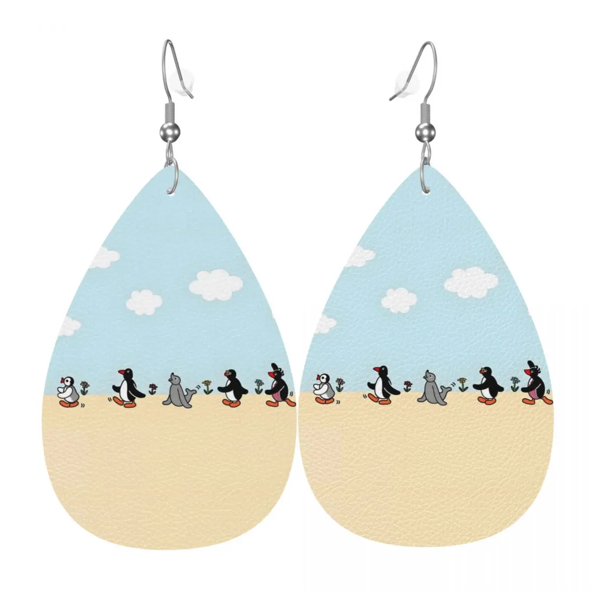 

Custom Noot Noot Pingu Leather Teardrop Earrings Fashion For Women Penguin Merch Jewelry Accessories For Valentine's Day