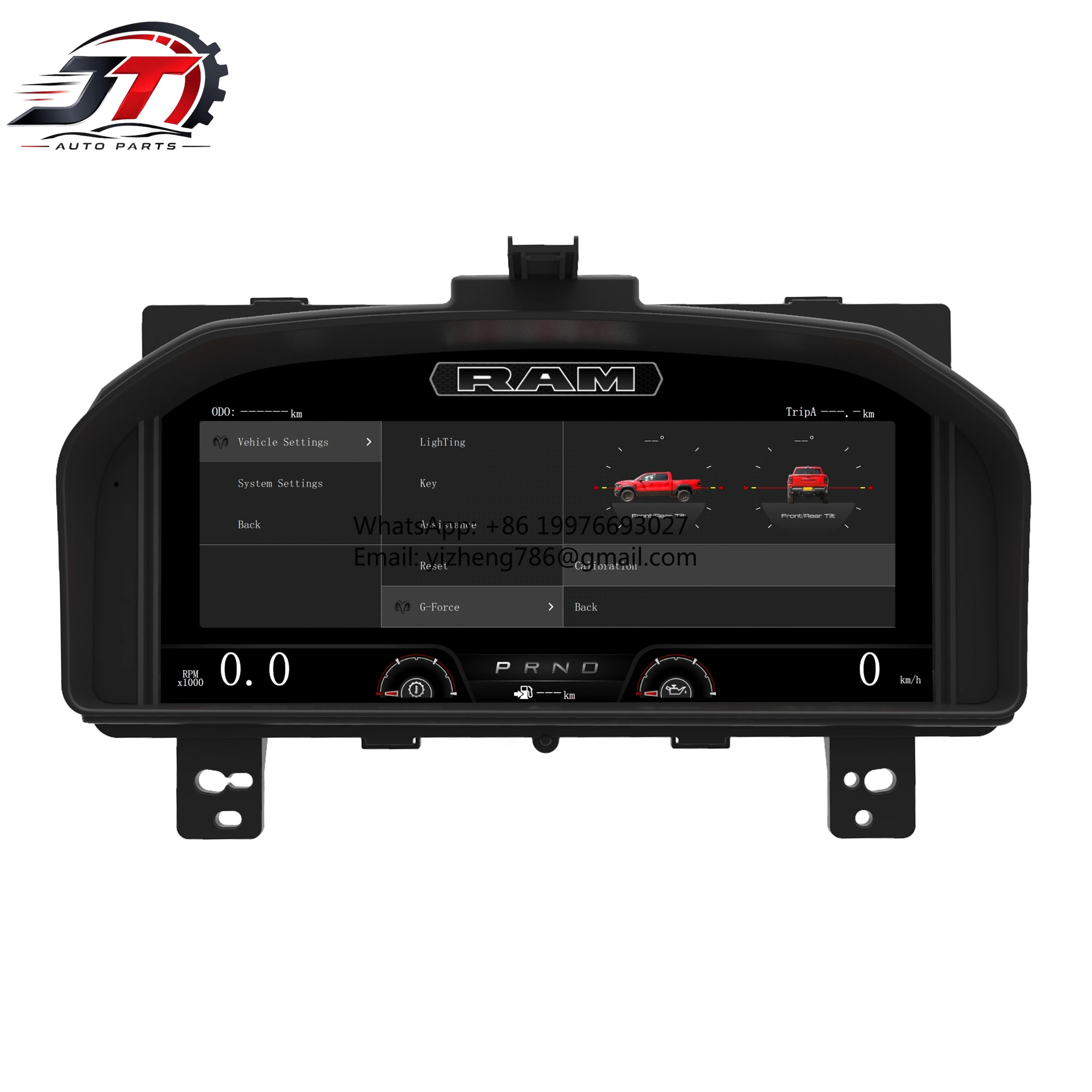 JT high quality 12.3 Inch Car Digital Dashboard LCD Instrument Panel Speedometer with High Resolution For Dodge For RAM 2008-201