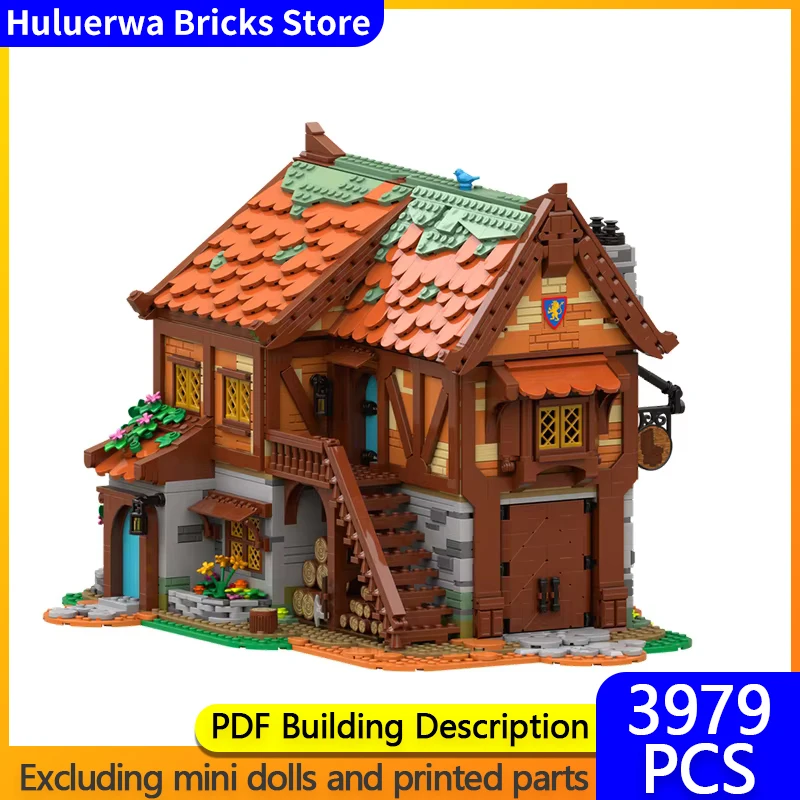 Medieval Street View Model MOC Building Brick Wood Processing Workshop Modular Technolog Gift Holiday Assemble Children Toy Suit