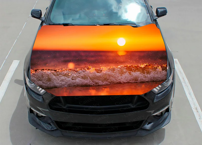 Sea wave ocean sunset Car Decal Graphics Vinyl decal Cover Pattern Packaging Decal custom DIY design hood engine Decal Stickers