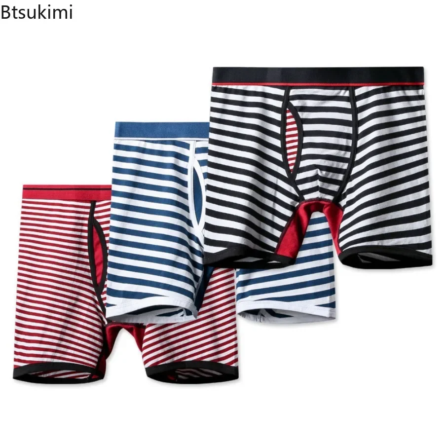 

Quality Men's Underwear Comfotable Pure Cotton Boxer Shorts High Elastic Stripe Short Pants Men Gym Fitness Breathable Underpant