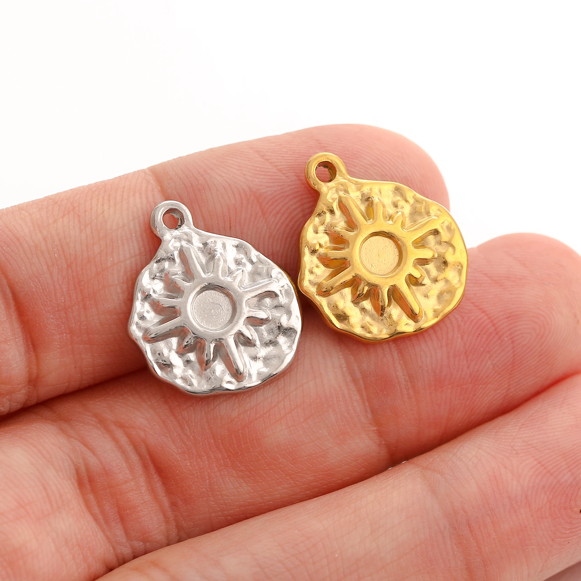 3 Stück Vintage Sonne/Stern/Erde Sonne Charm 3D Prägung Sunburst Edelstahl Anhänger DIY Armband Halskette Erkenntnisse Schmuckherstellung – Detail 19
