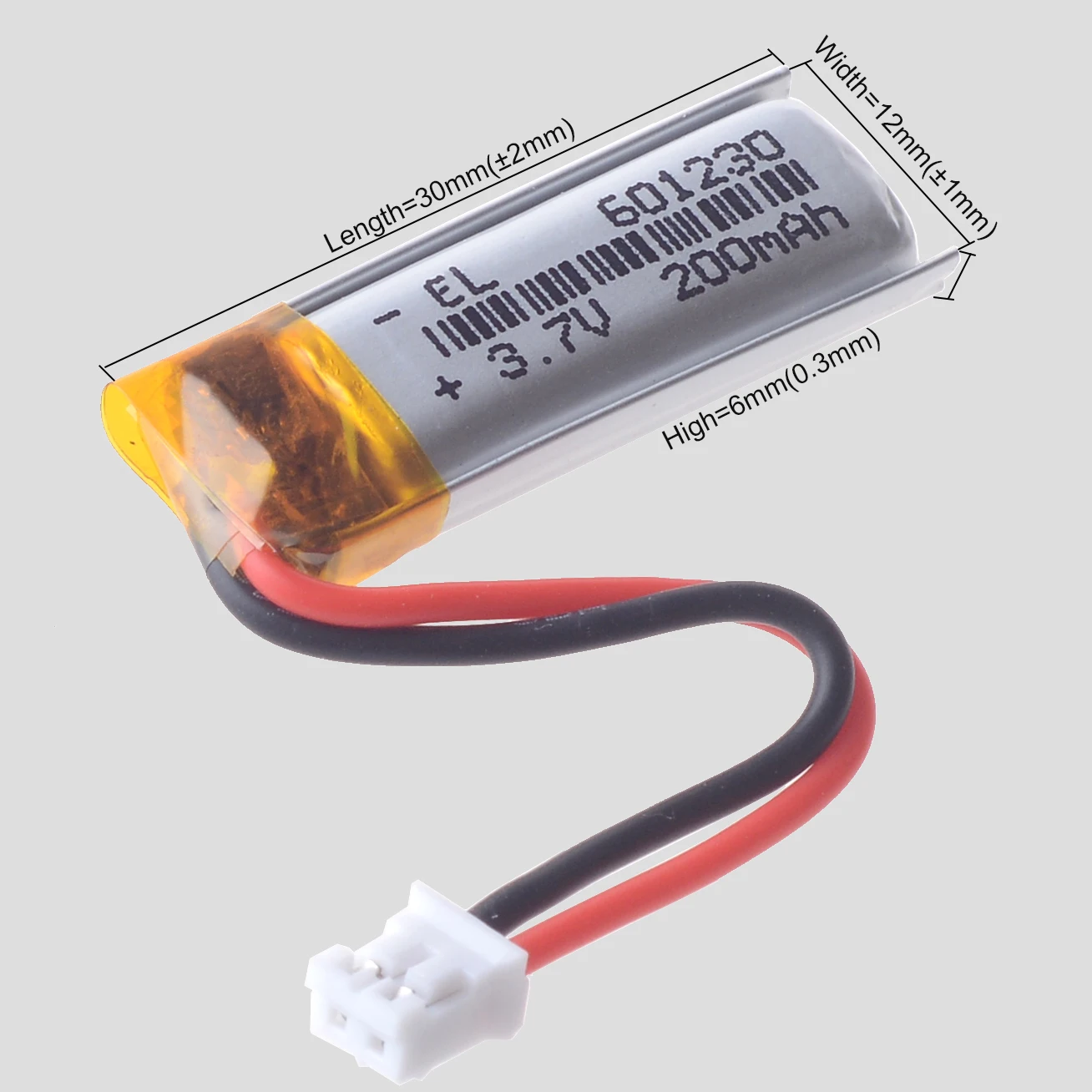 601230 200mAh Lipo Battery 601230 Polymer Li Ion Batteries for LED Light Smart Recorder Handheld Fan Flashlight Mouse