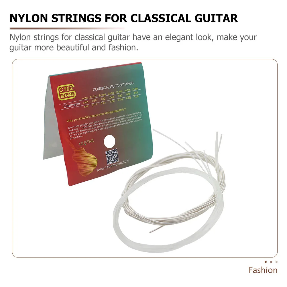 

6pcs Nylon Classical Guitar Strings Replacement Durable Bright Tone Wear Resistant Student Performer Accessories Parts