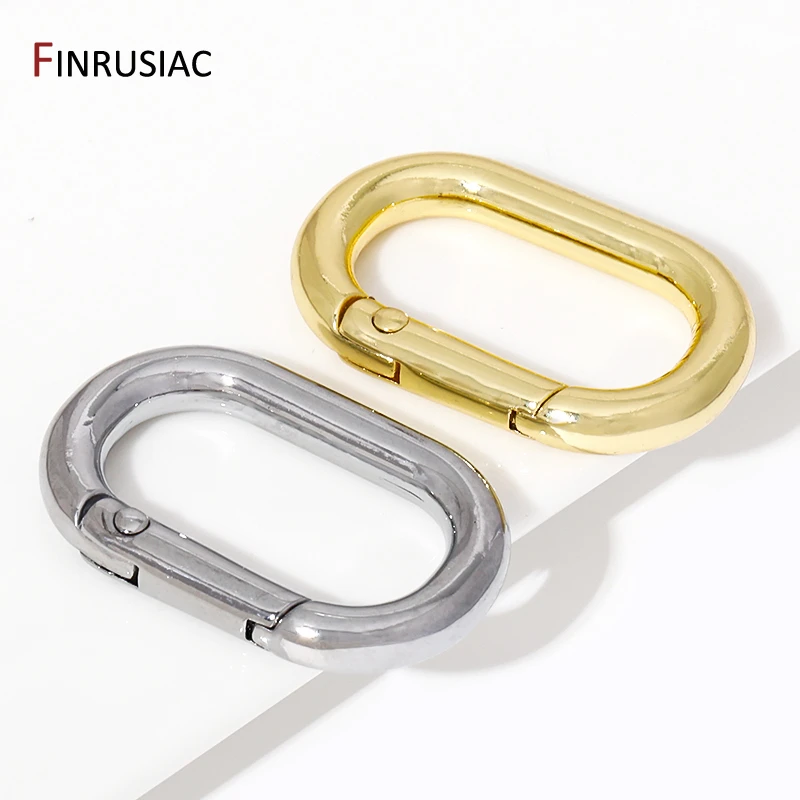 1/3/5Pcs 18K Gold Plated O Ring Spring Clasps Openable Carabiner Keychain Bag Hook Buckles Connector For DIY Jewelry Making