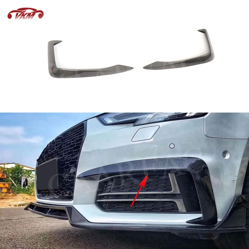 

Carbon Fiber Front Fog Lamp Eyebrows Cover Frame FRP Prime Bumper Carbon Vent Trims Stickers For Audi A4 S4 B9 2017 2018 2019