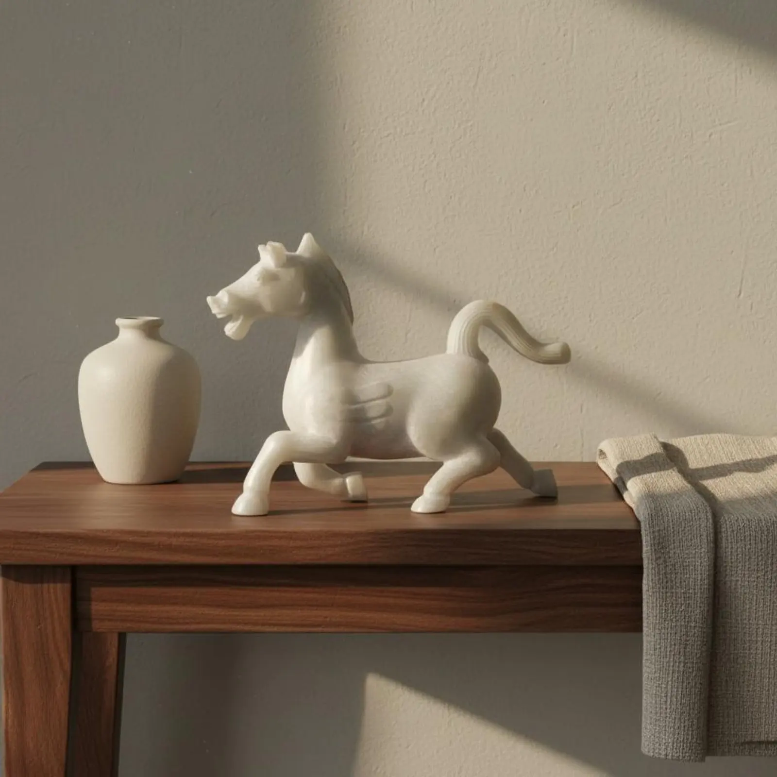 

Jade-Look Horse Sculpture Modern Minimalist Running Horse Sculpture Figurine Resin Material Success Symbol for Cabinet