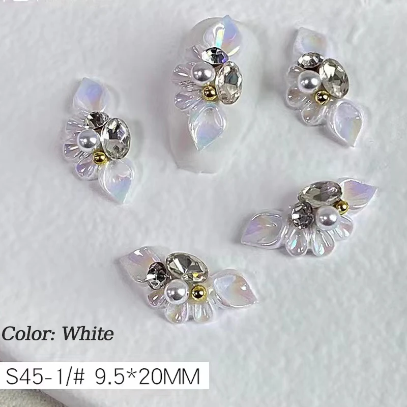 10/20 piezas dijes de uñas 3D, pétalos de flores, gemas y diamantes de imitación para decoración de uñas, accesorios de decoración de uñas hechos a mano para mujeres G