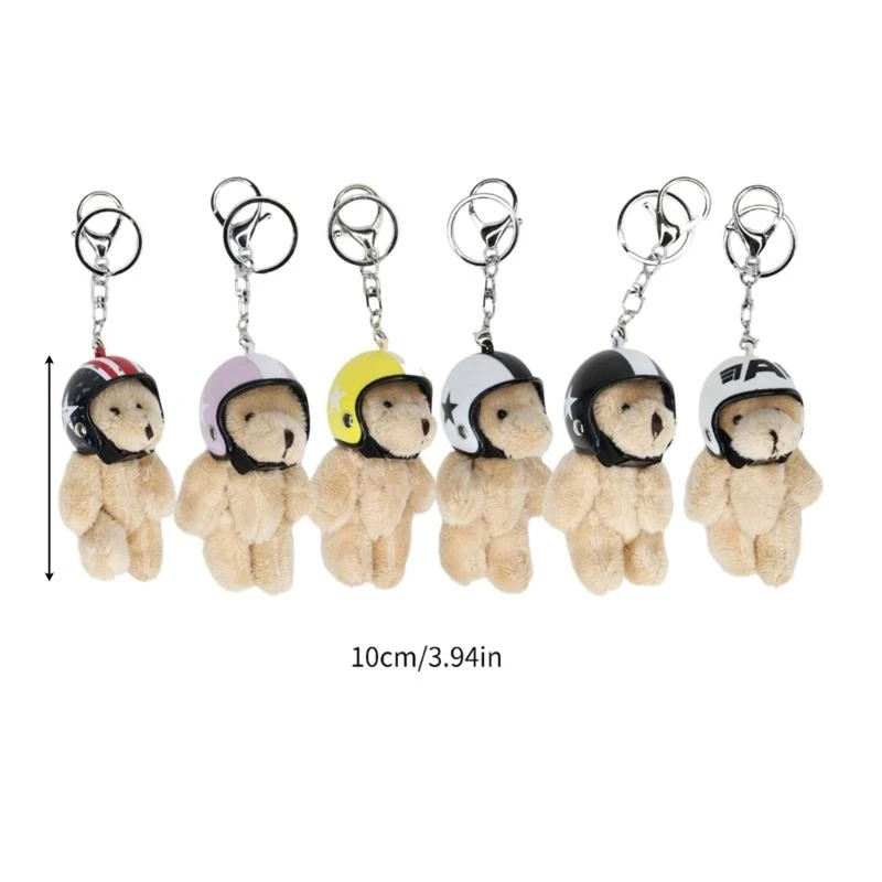 Mini Helmeted Bear Charm Keychain