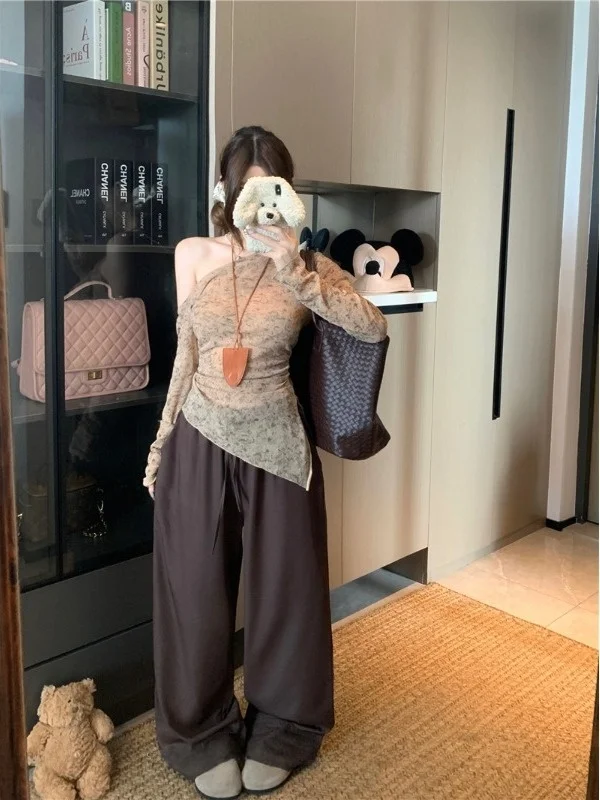 

Fashionable Ombre Knitwear And High Waist Pants Two-Piece Set for Women Spring 2026 Design Sensation Retro Style Sleeve Long