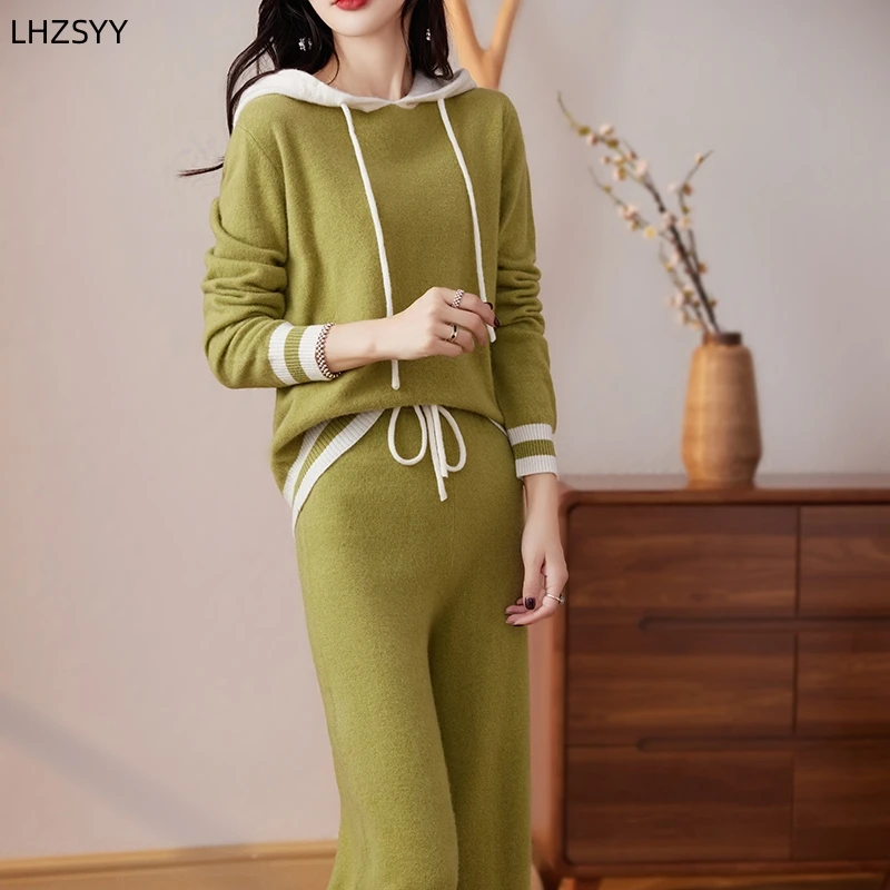 LHZSYY-Sweat à capuche assressentipour femme, pantalon large, pulls en pure laine mérinos trempés, pull en tricot adt, FjWear astronomique, 100%