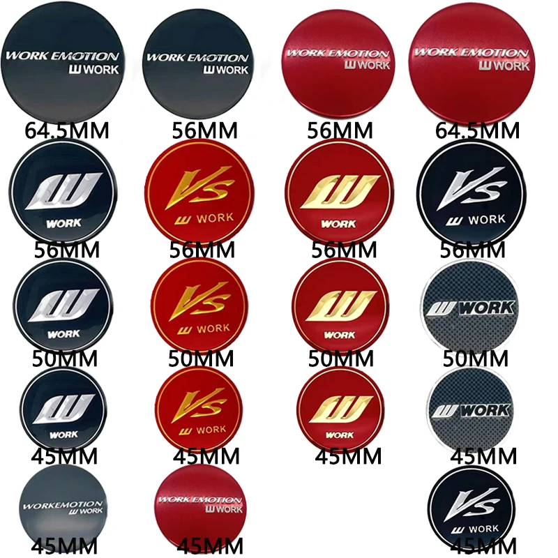 4PCS/Lot 64.5MM 56MM 50MM 45MMM WORKE MOTION Car Wheel Center Hub Cap Sticker Car Badge Emblem Sticker
