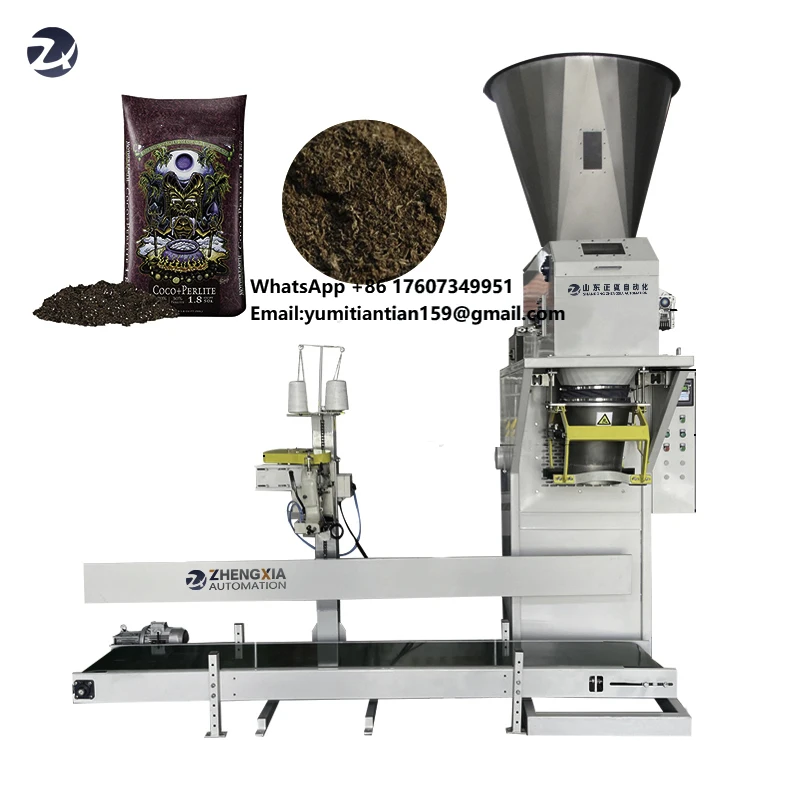 Packing Machine for Seed Bag Filling and Palletizing Sugar Rice Compost Wood Chips 25kg 50kg 50L Sand Soil Packaging Machine
