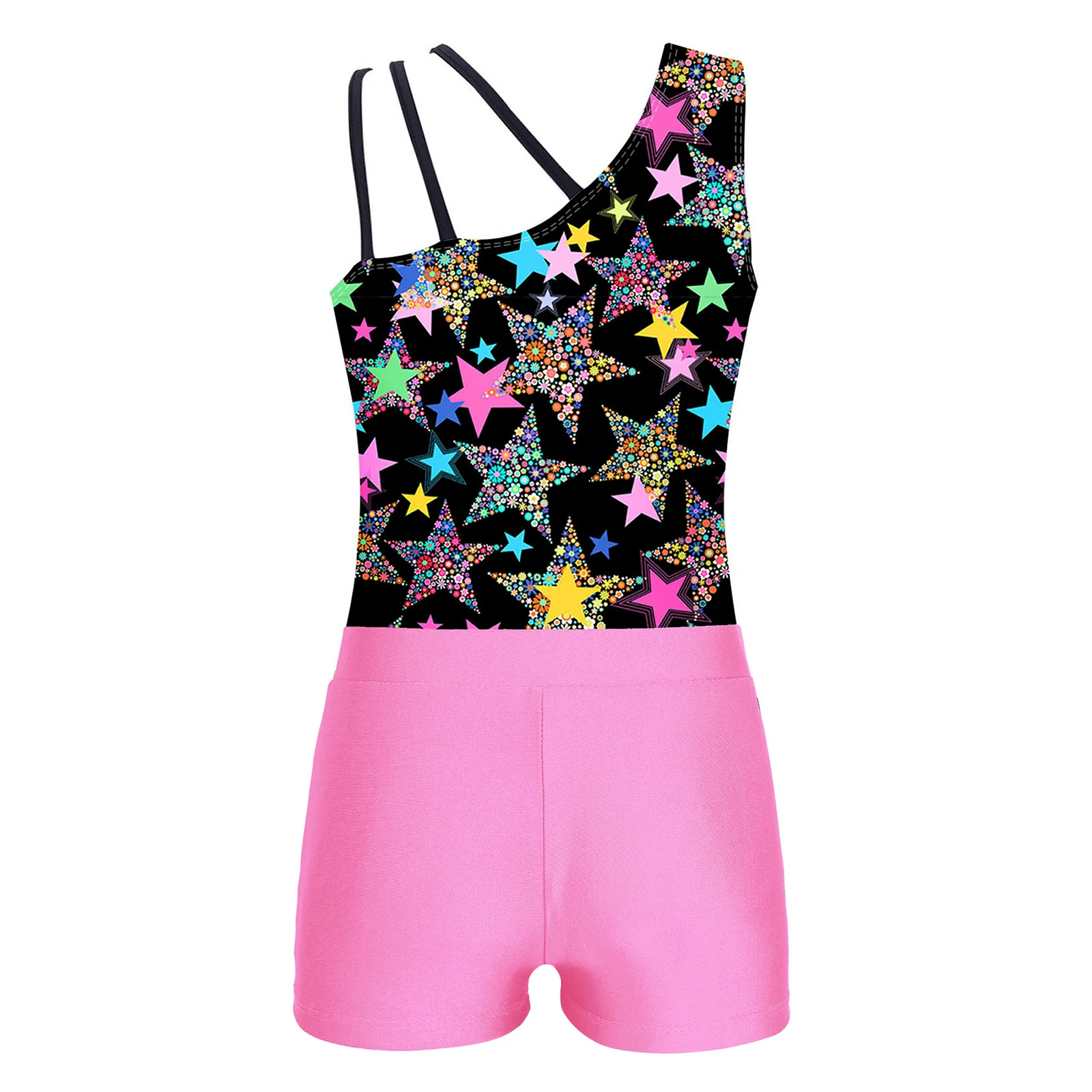 Gymnastic Leotard for Children Gilrs Yoga Dance Workout Skating Bodysuit with V-front Waistband Shorts 2023 New Sportswear