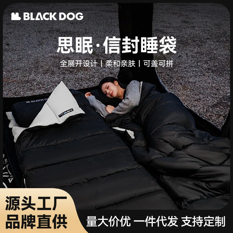 BlackdogBlack Dog Outdoor Camping Envelope Sleeping Bag Adult Outdoor Tent Keep Warm in Spring and Autumn down Cotton Portable