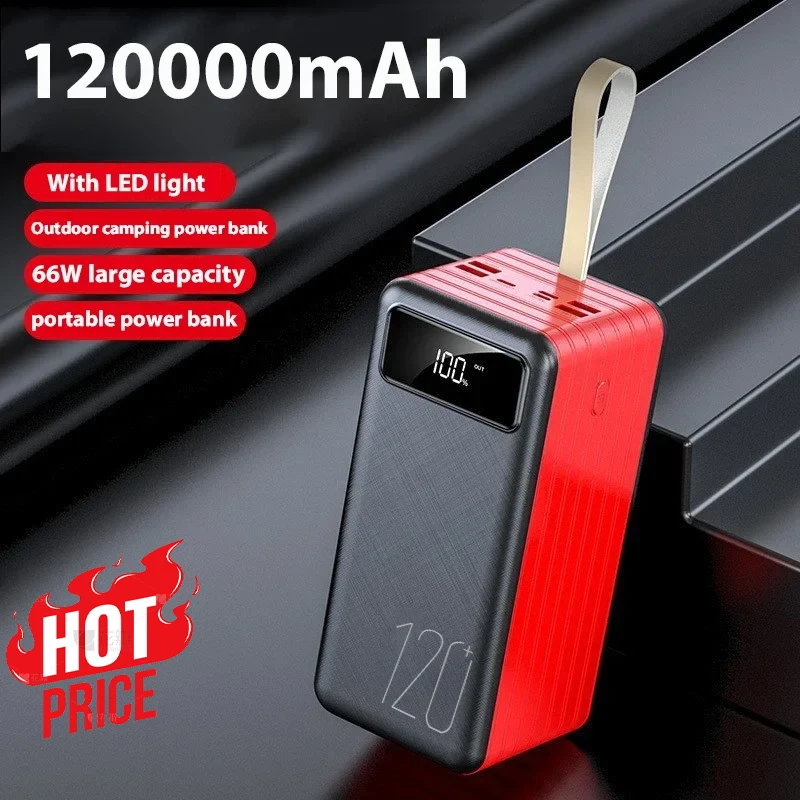 

For iPhone 14 13 12 Pro Xiaomi Power Bank 120Ah Large Capacity PD 20W Fast Charging Portable Charger Power Bank External Battery