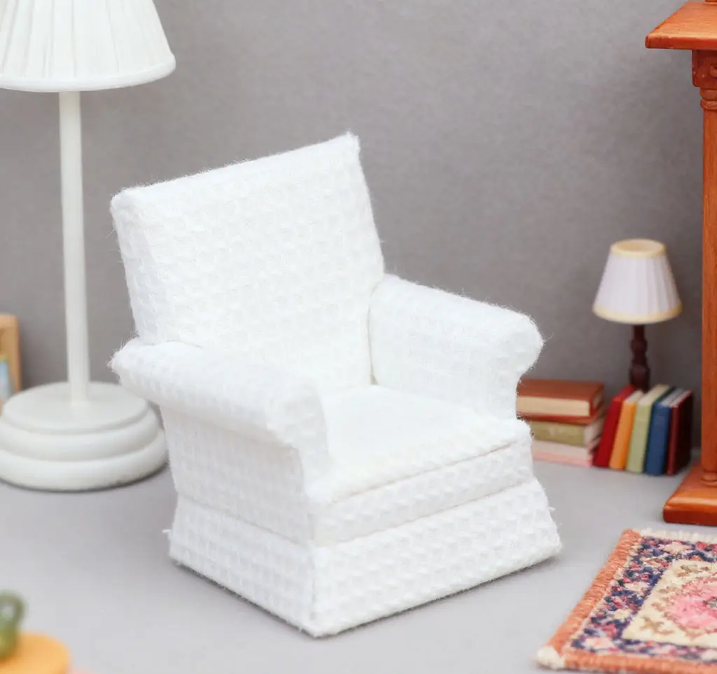 2pcs2025 caliente 1:12 casa de muñecas sofá blanco minimalista-Mini muebles de tela para decoración de habitación Micro de estilo moderno