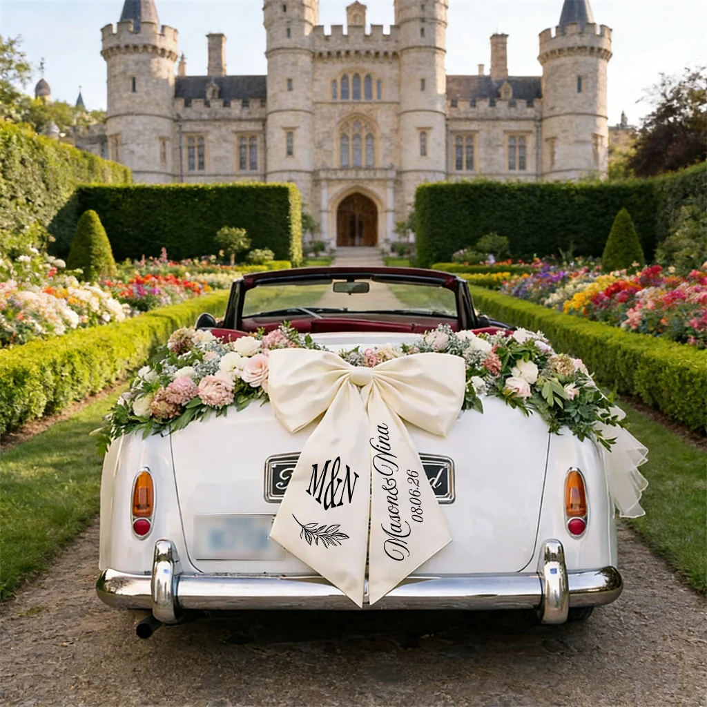 Custom Wedding Car Butterfly Decoration Personalized Wedding Day Wedding Car Bow Happy Newlyweds Luxury Bow Custom Bow&Ribbon