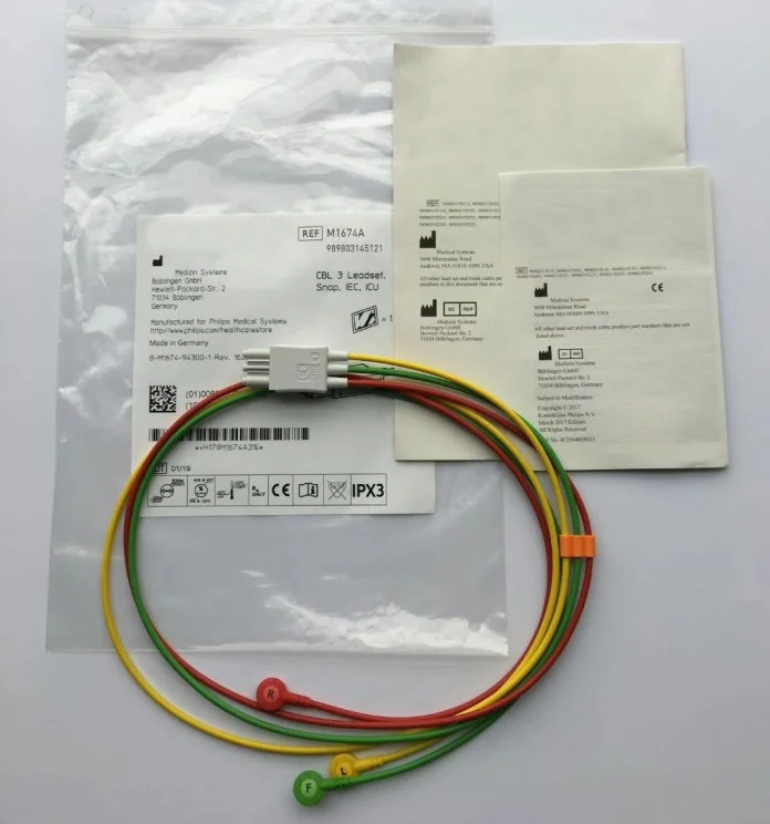 For PHILIPS Original CBL 3 Lead-set Snap IEC ICU  REF: M1674A or 989803145121