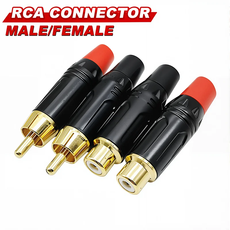 Image of 2/4/8PCS RCA Stecker Anschlüsse Adapter Koaxialkabel Audio Jack Gold Stecker Männlich Kein Solder lautsprecher Stecker