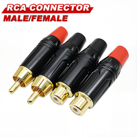2/4/8PCS RCA Plug Connectors Adapter Coaxial Cable Audio Jack Gold Plug Male No Solder Speaker Connector