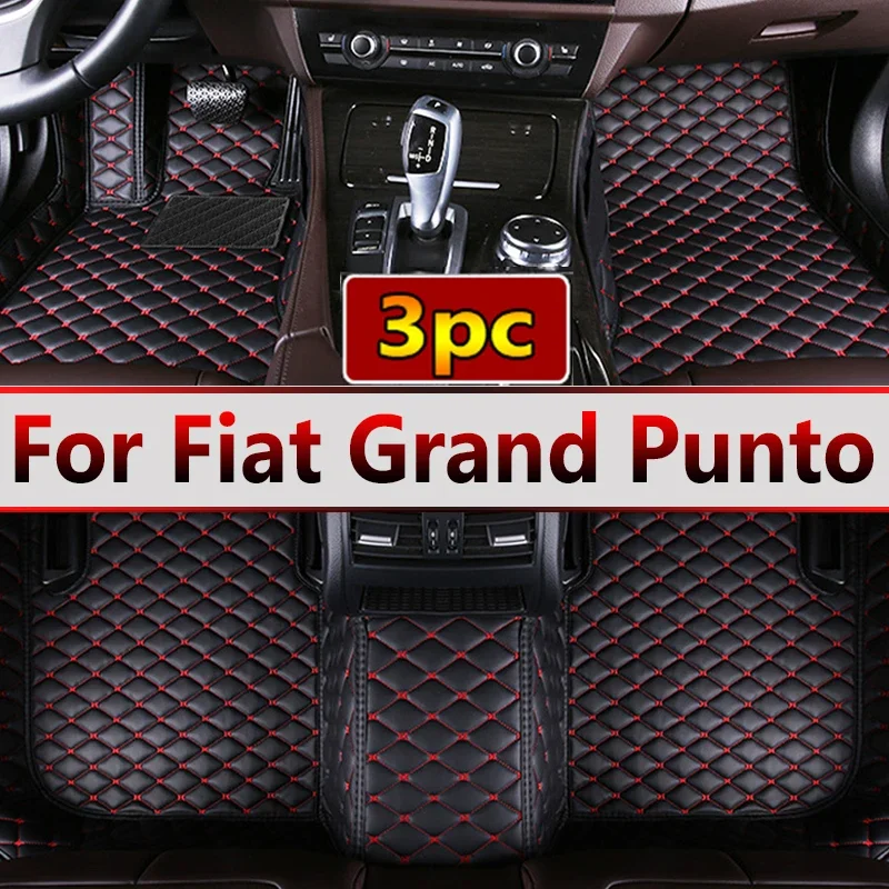 Custom Automotive Car Floor Mats For Fiat Grand Punto 2005 2006 2007 2008 Auto Luxury Leather Men Women Car Mats Full Coverage