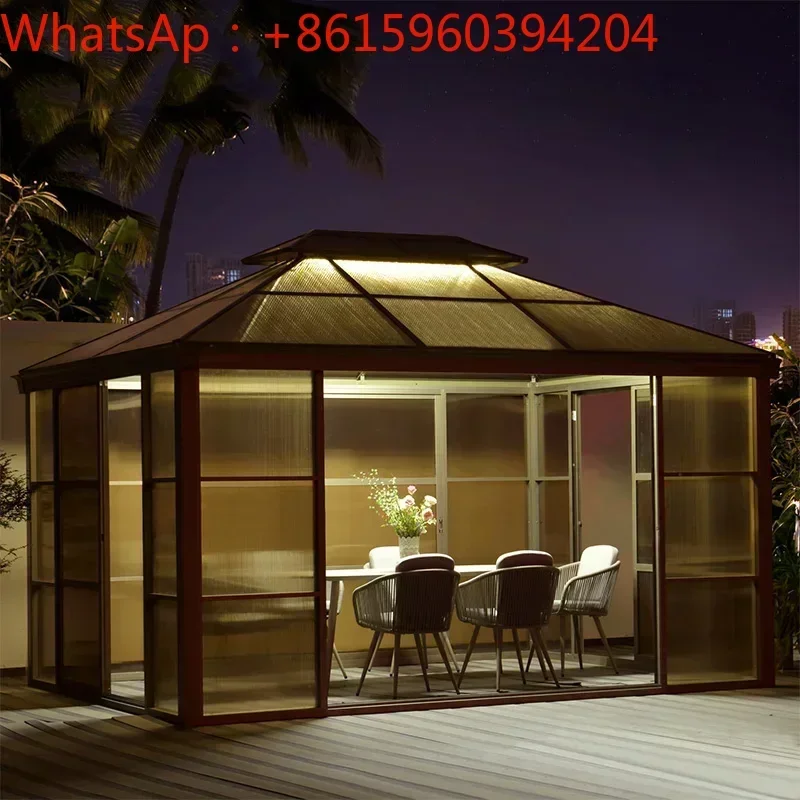 Pavilion House Outdoor Courtyard Iron Corner Pavilion Villa Roof Sun Room Outdoor Waterproof Sunproof Pavilion